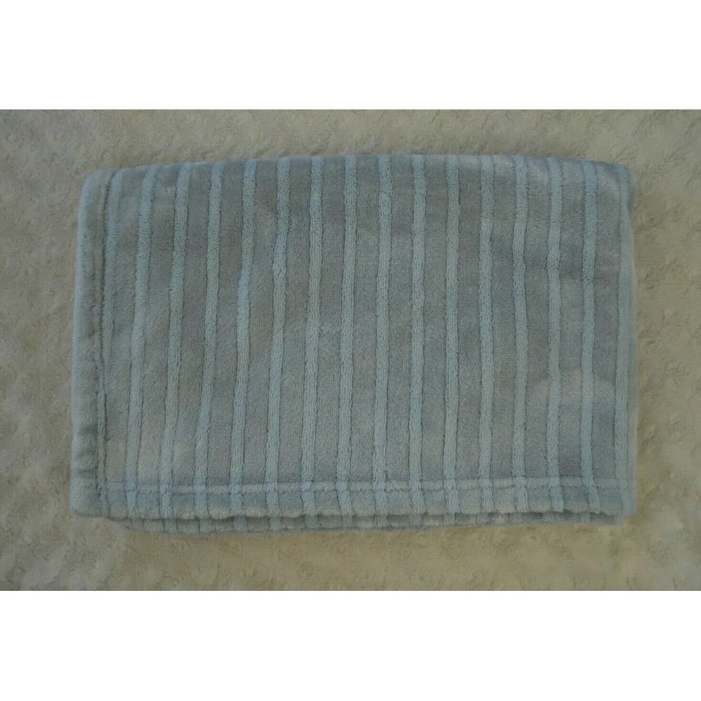 Mon Lapin Solid Gray Stripes Baby Blanket Plush Soft Security Lovey